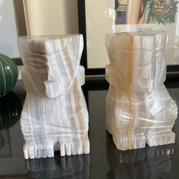 Book ends marble! Vintage! 70’s Carved, sculpture! Mexican warriors! - Picture 15 of 15